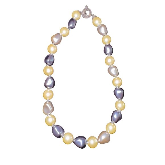 Carlisle Mixed Pearl Necklace With Elegant Clasp Mineral Classic Luxury Toggle - Picture 1 of 5